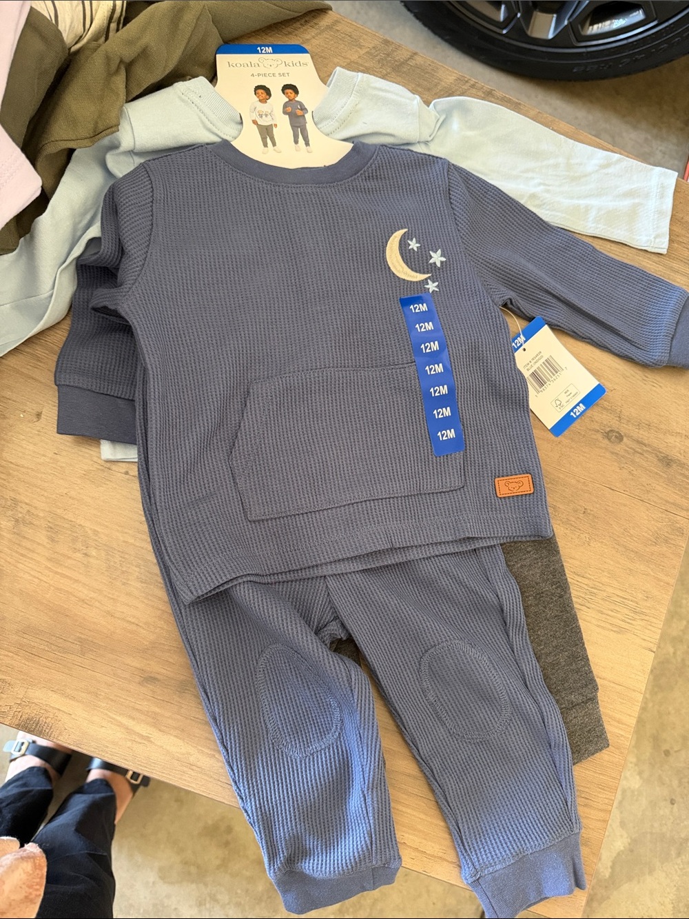 Koala Kids Blue Moon & Stars Waffle Knit Matching Set
